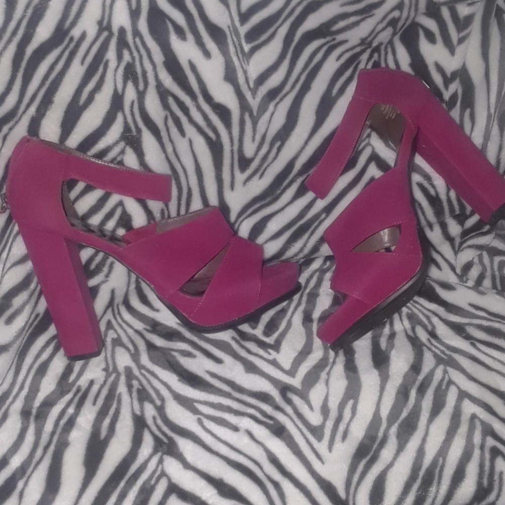 Hot pink chunky heels